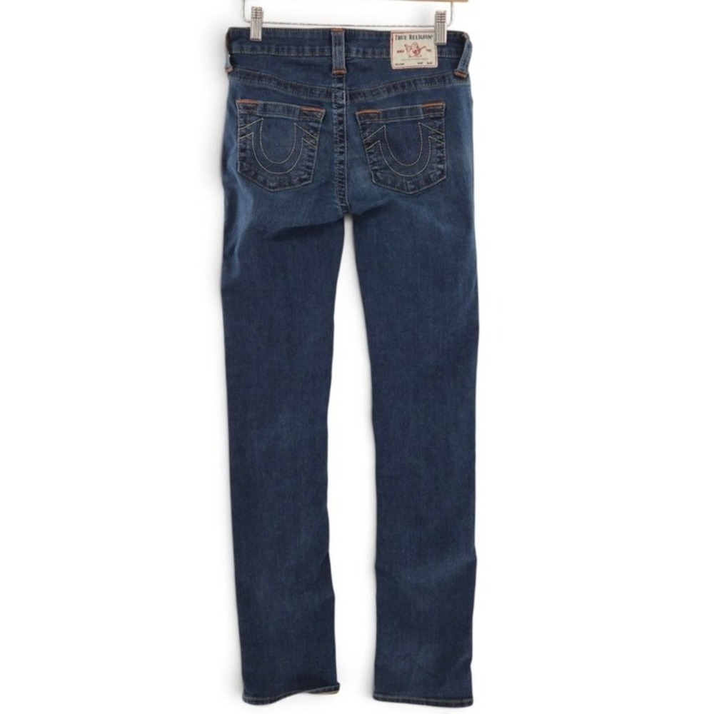 True Religion Billie Jeans Women's 28 Mid Rise Straight Dark Wash Stretch Denim - Picture 2 of 14